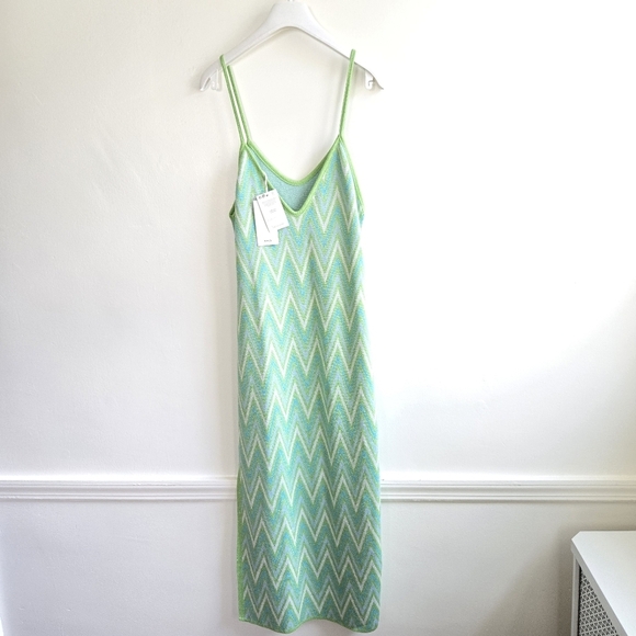 New Mango Chevron-Print Lurex Knit Midi Dress NWT Size 4 US / Small - Picture 8 of 9
